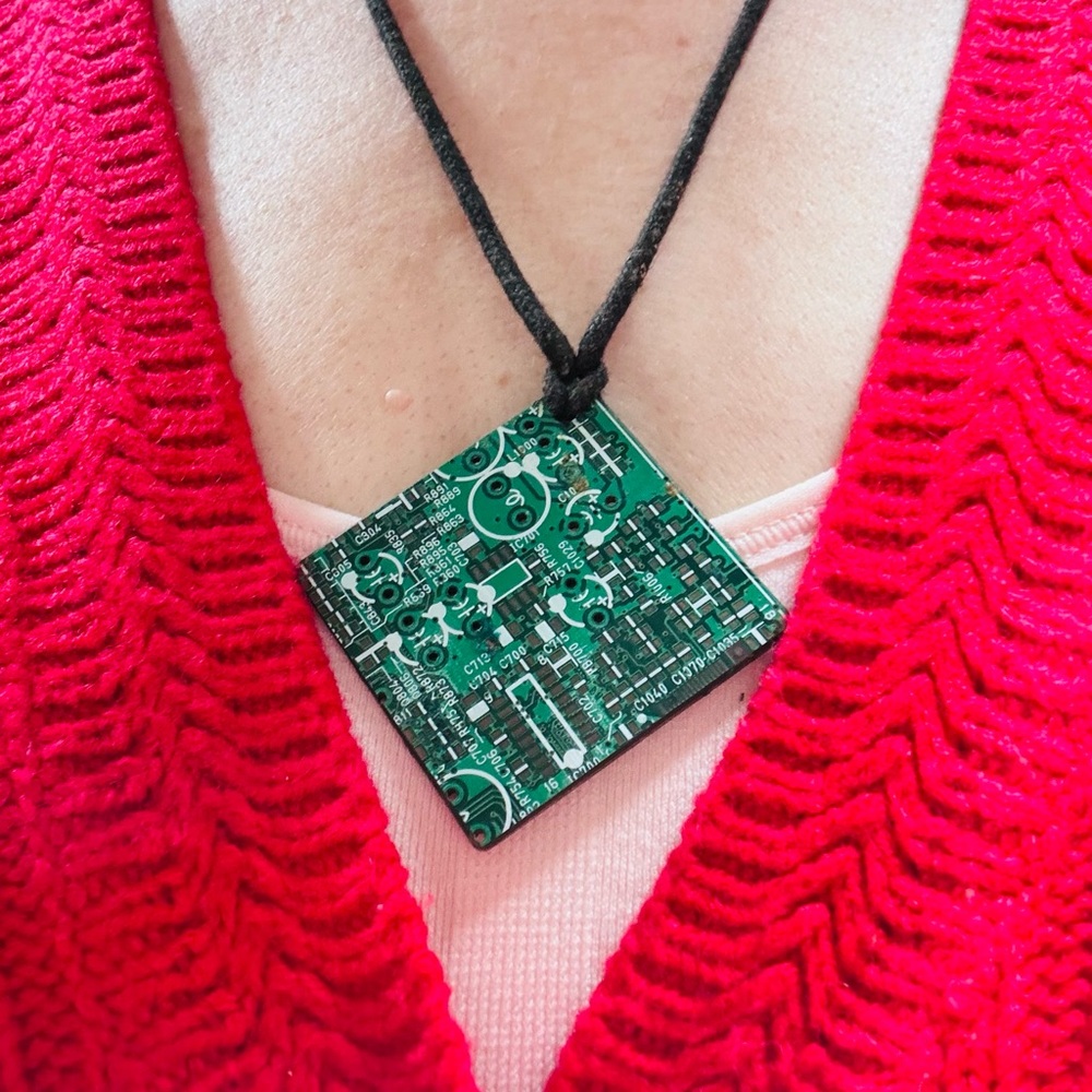 Green Circuit Board Pendant Necklace